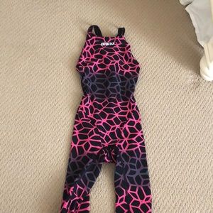 Arena tech suit. Pink on black. Size 28